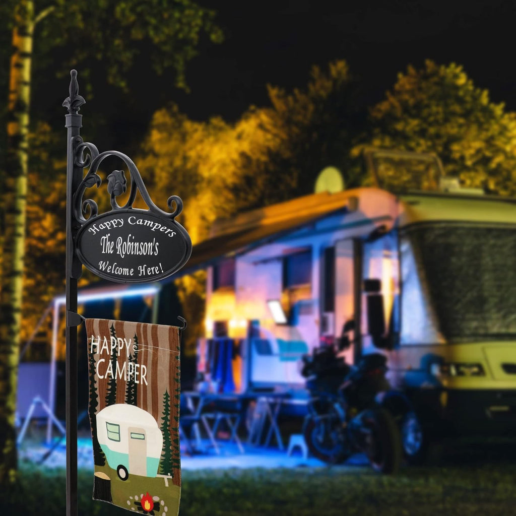 Double Sided Reflective Camping RV Park Sign with Flag U545