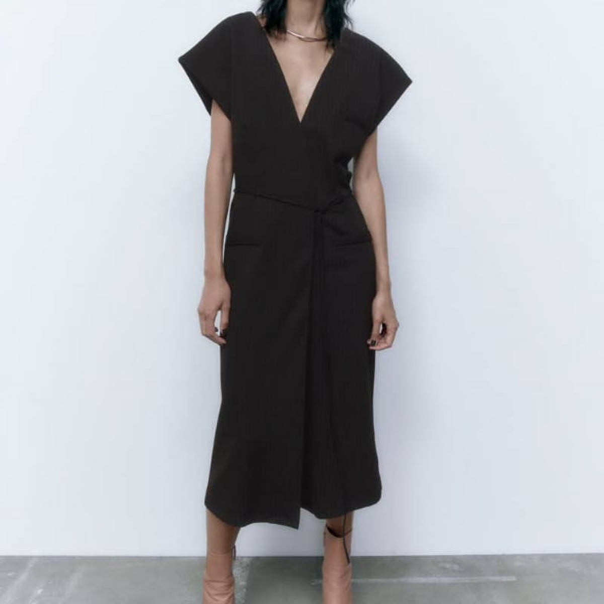 Pinstripe Midi Dress R175