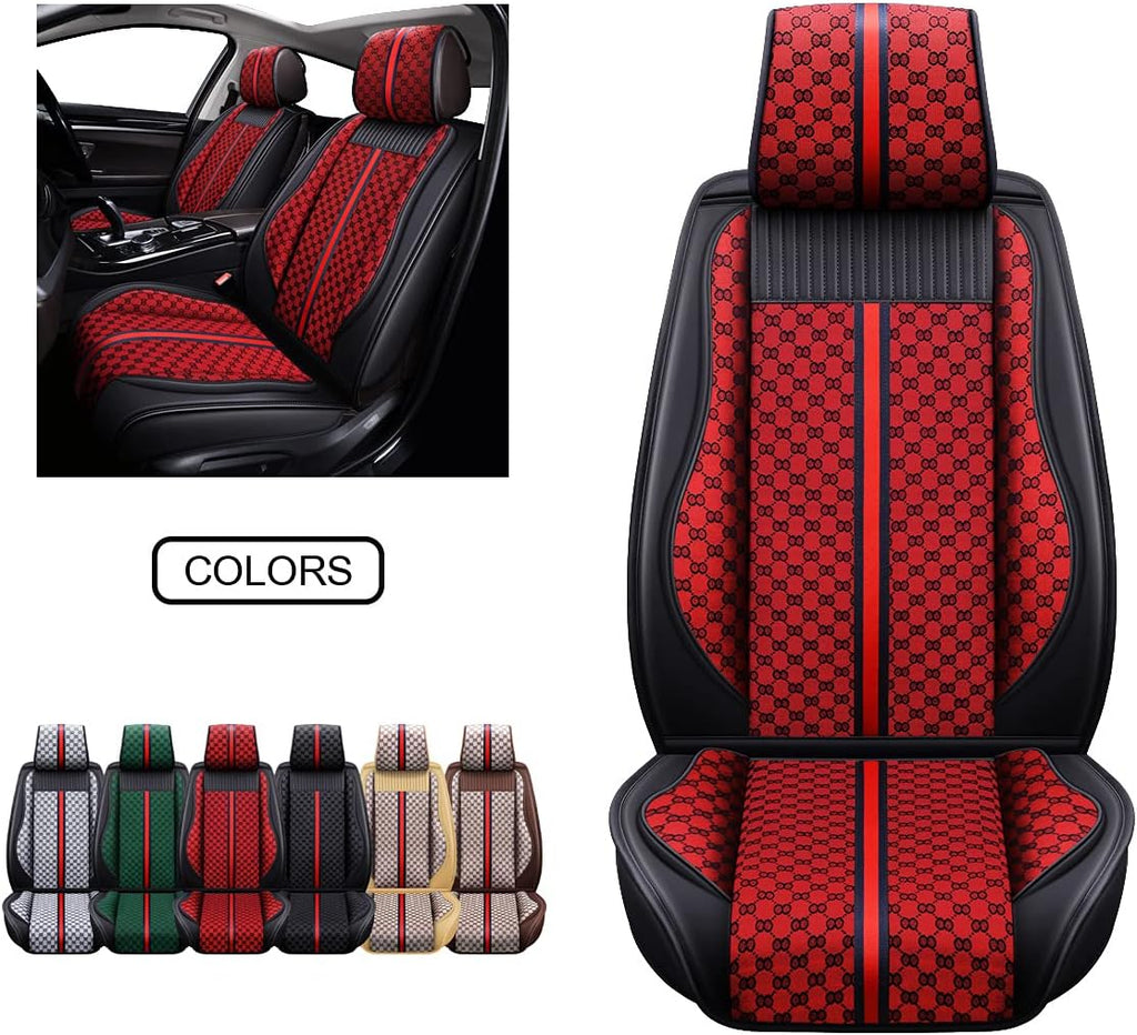 Brown Faux Leather Car Seat Covers Front Pair R16994