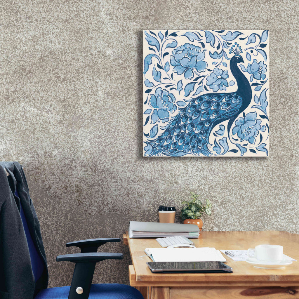 Peacock Garden IV Giclee Canvas Wall Art, 26"x26" T990014