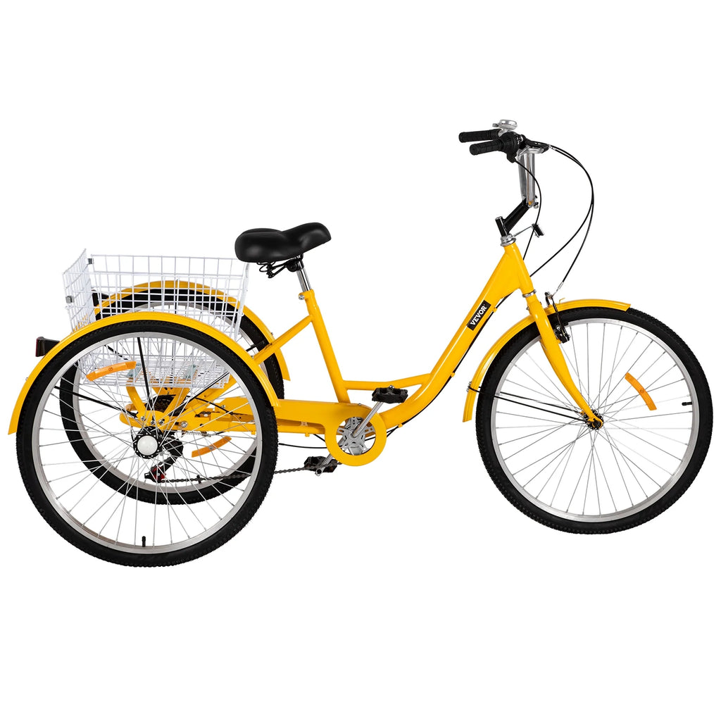 Adult Tricycle 26 inch 7-Speed 3 Wheel Cruiser Bike with Basket L253