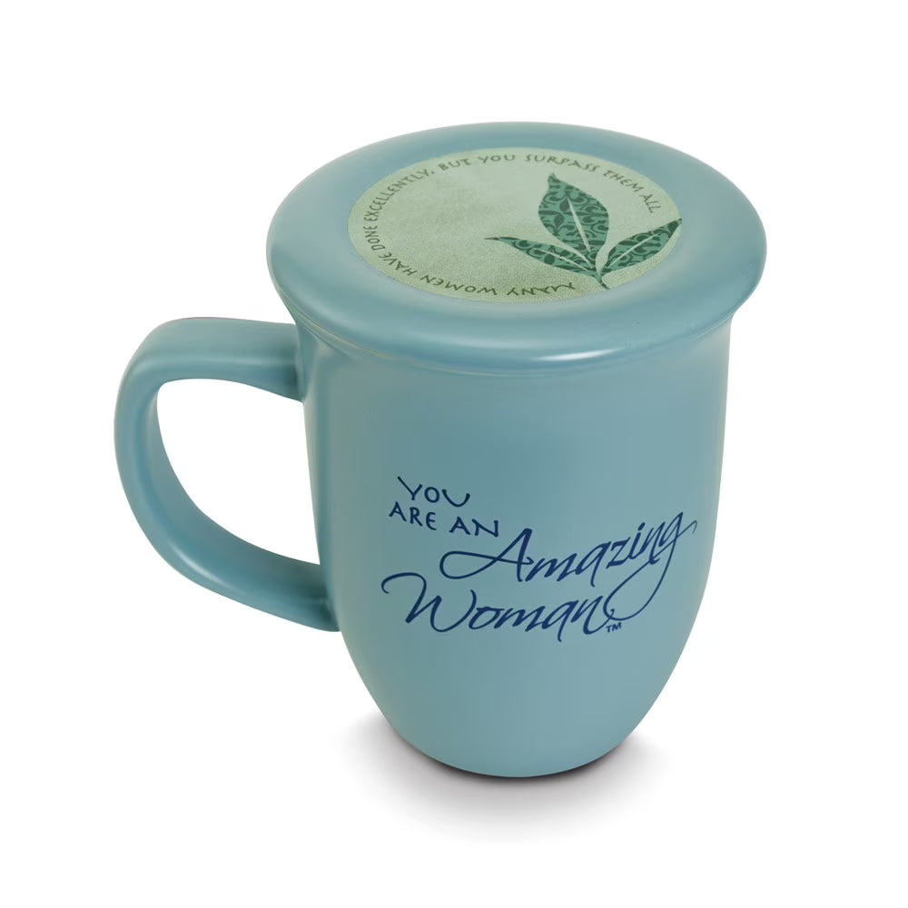 Blue 14 oz. Ceramic Mug and Coaster Set M831