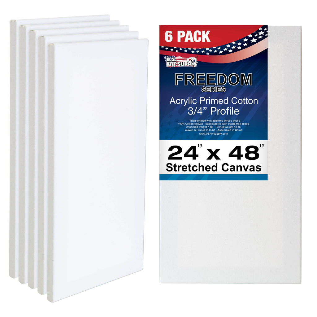 24 inch x 48 inch Stretched Canvas 12-Ounce Primed 6-Pack White Blank 3/4 inch Profile P314659