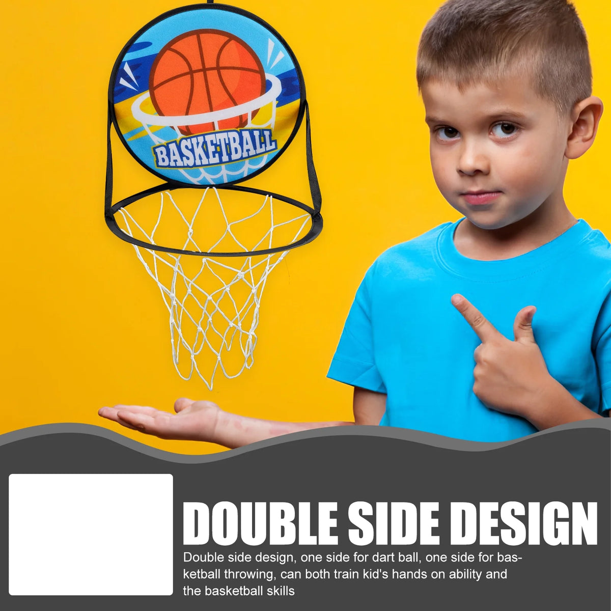 Double Sided Basketball Hoop Dart Board Sticky Ball Set Q21332