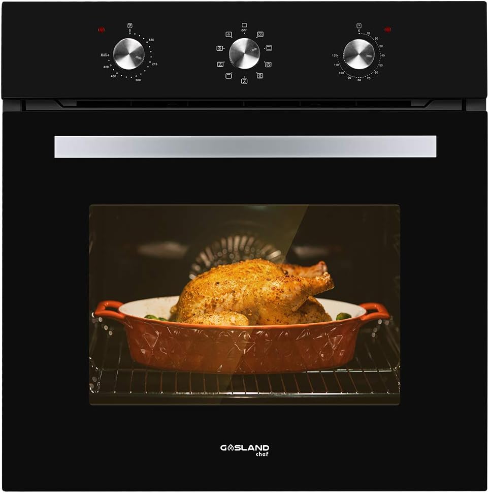 24 Electric Single Wall Oven, 2.3Cu.f Built-in Black Glass, 240V 2000W D427