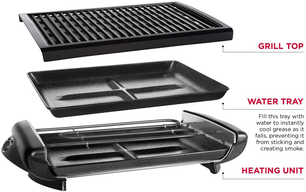 Black Electric Smokeless Indoor Grill with Non-Stick Cooking Surface X937