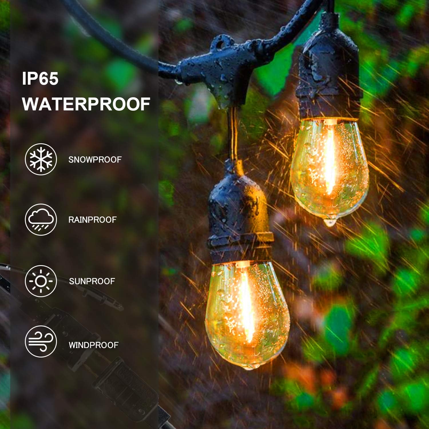 100Ft Waterproof IP65 Patio Lights with 32 Shatterproof Bulbs V490976