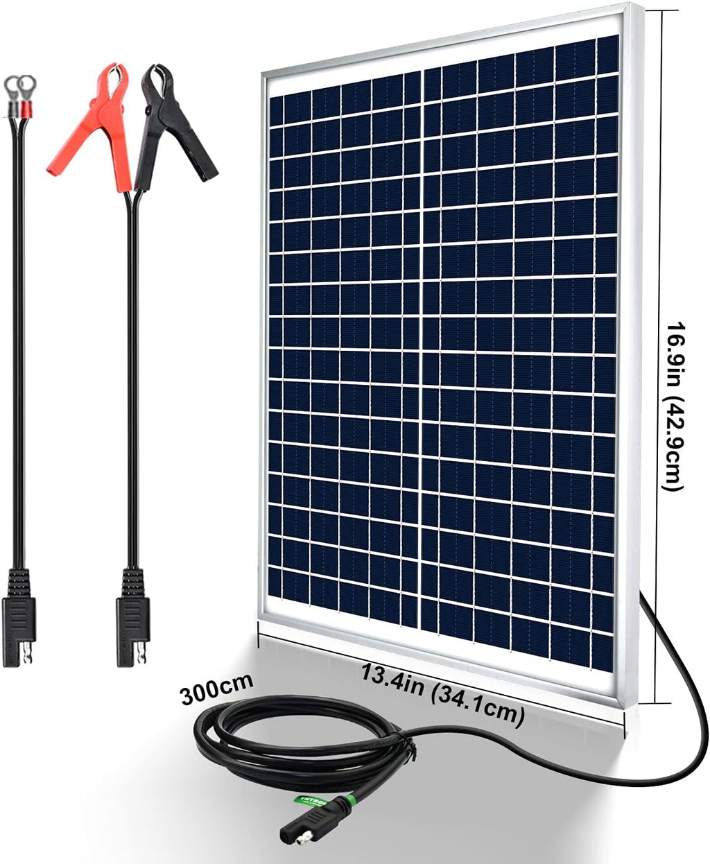 25W 12V Waterproof Solar Panel with SAE Connector Cable and 10A Charge Controller T21674