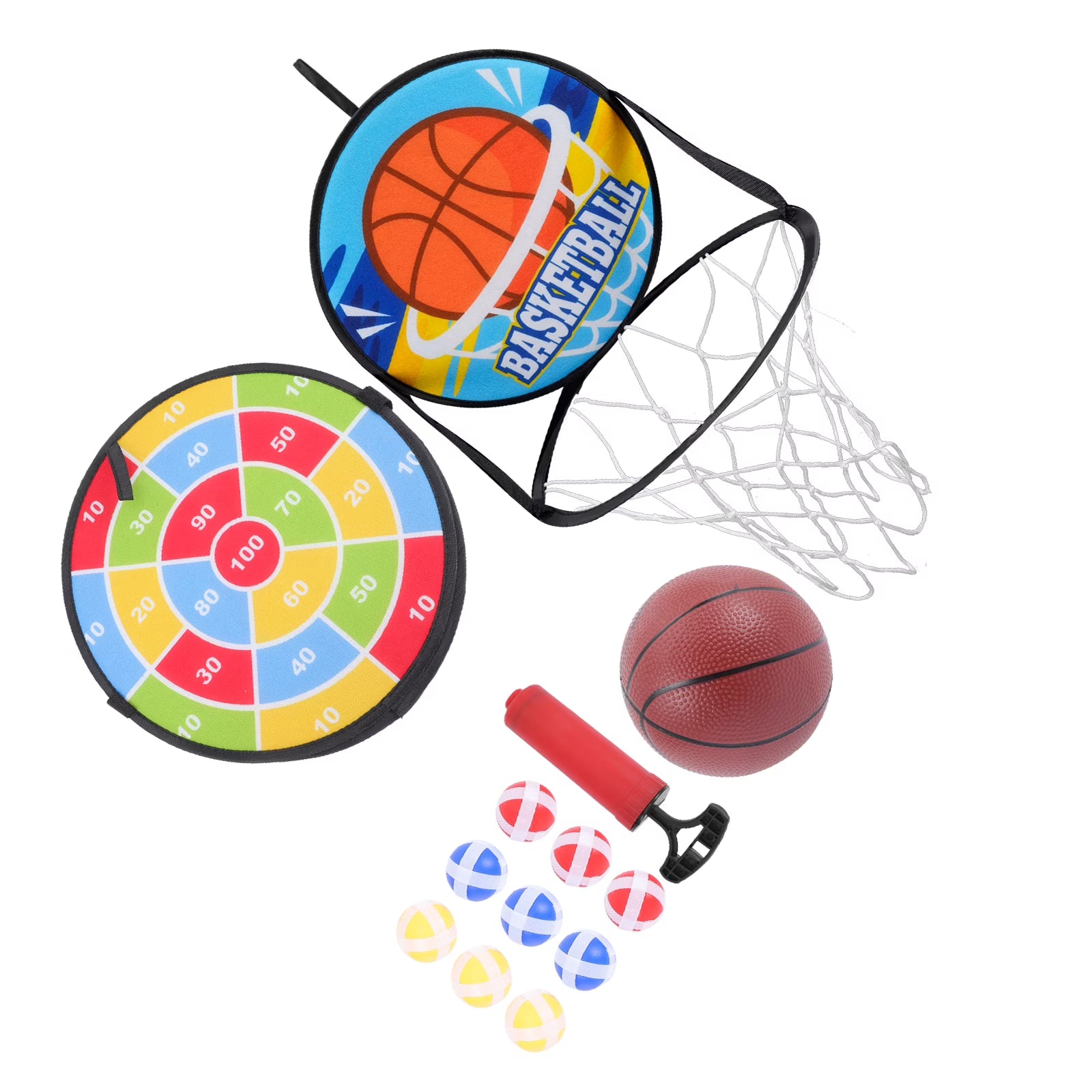 Double Sided Basketball Hoop Dart Board Sticky Ball Set Q21332