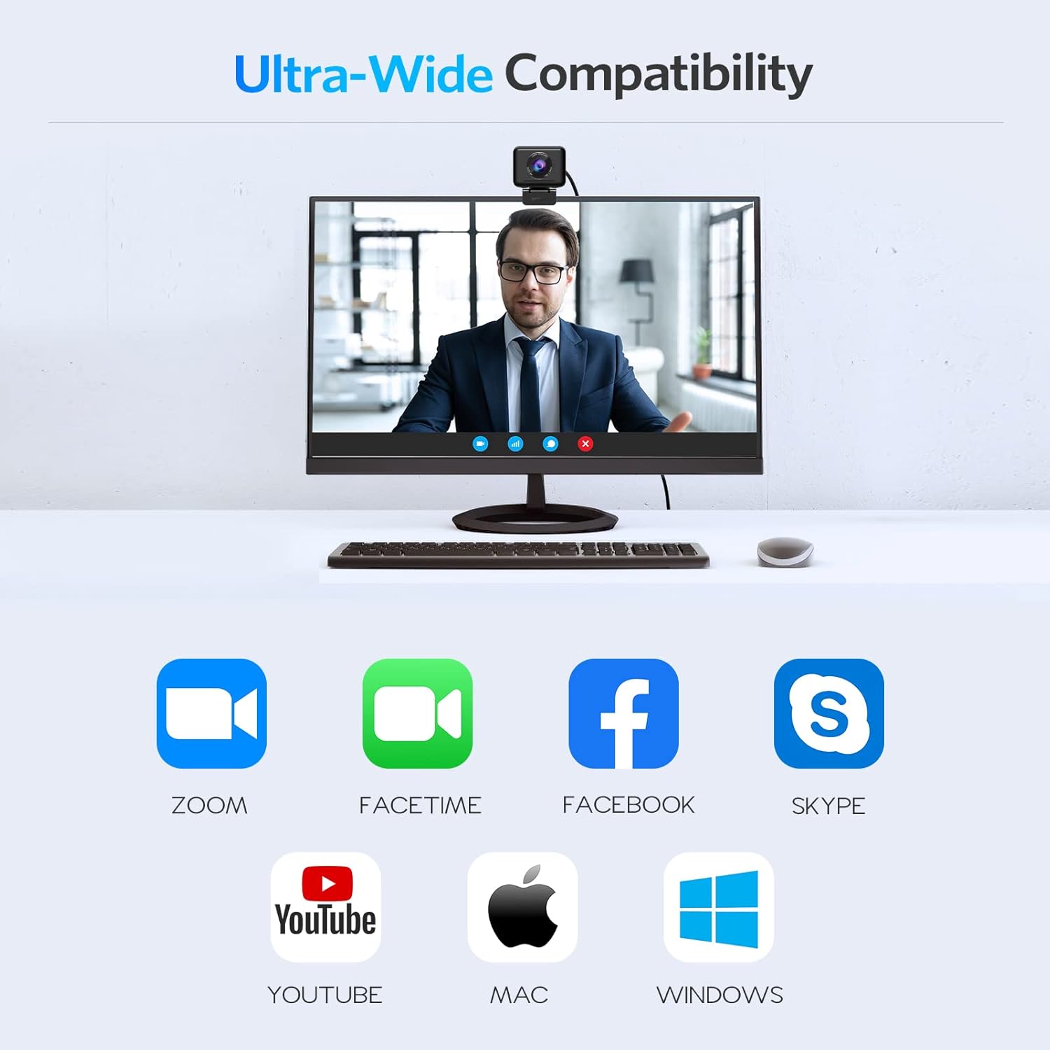 All-in-1 FHD 1080P Webcam with Speaker & 4 Mics H715