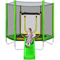 7Ft Round Trampoline with Safety Enclosure Net, Slide and Ladder Z29098