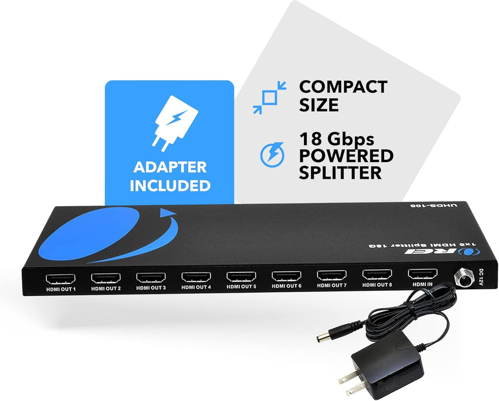 1x8 2.0 HDMI Splitter 8 Ports, 4K at 60Hz, Pack of 2 L61118