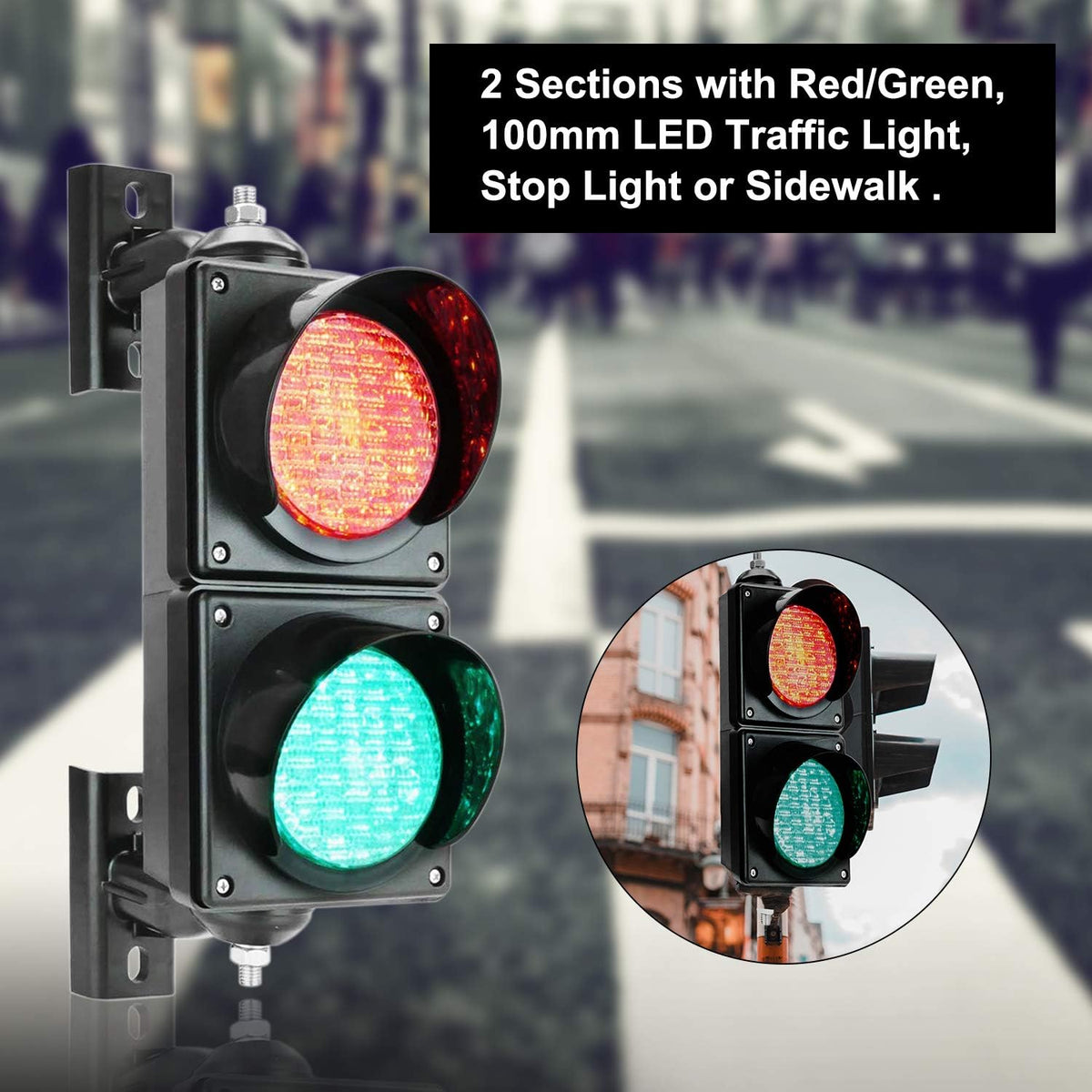 100mm Red/Green LED Traffic Light, IP65 PC Housing P7817