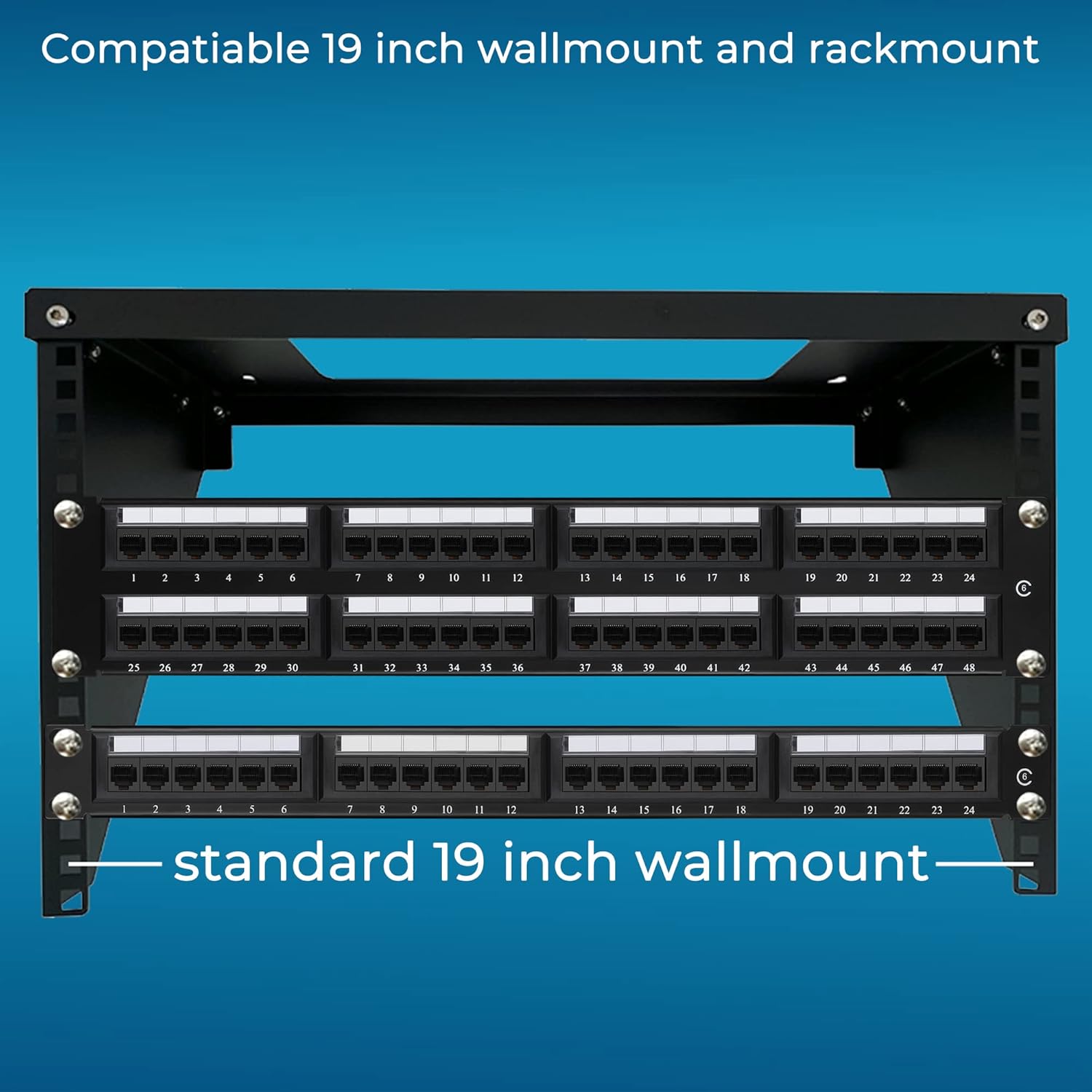 48 Port Cat6 10G UTP 19-Inch 1U Ethernet Patch Panel P5256