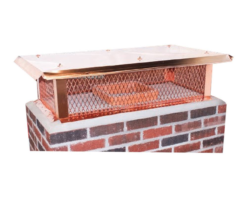 Copper Multi-Flue Chimney Cap with Flat Lid and 10-Inch Mesh Height N244