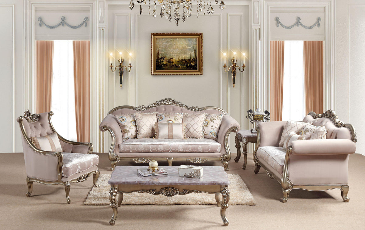 Champagne Wood Sofa Set 3Pcs K261497