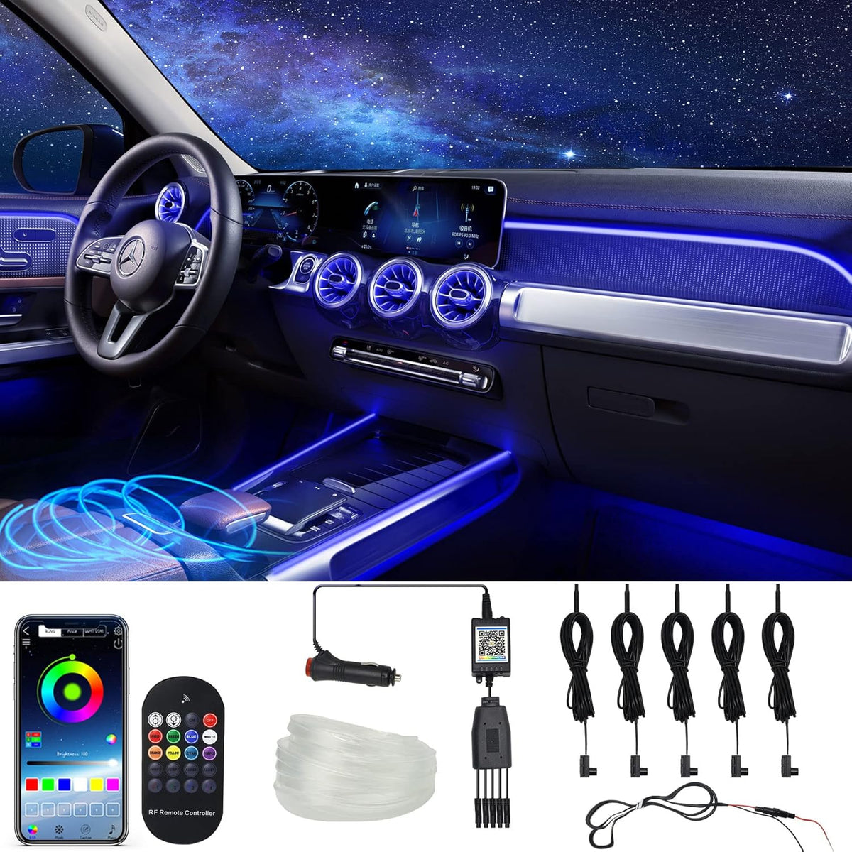 10 in 1 Car LED Strip Lights with APP Control B530271