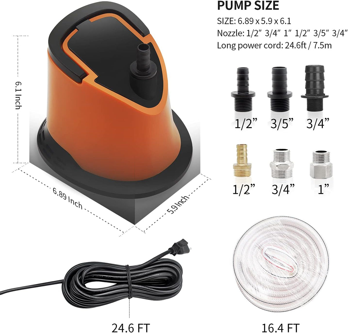 1100 GPH Submersible Water Pump with Adjustable Bottom Filter, Pack of 2 D374630
