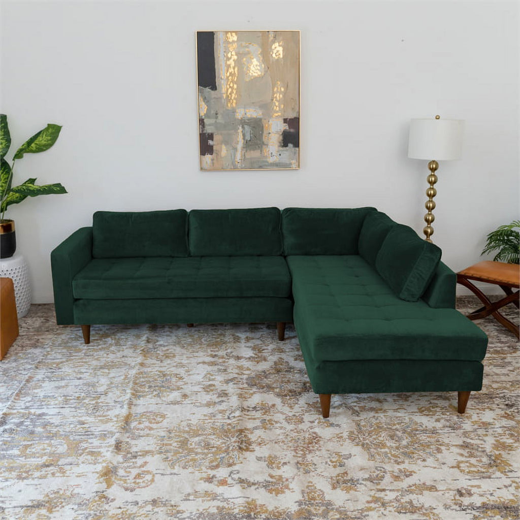 Green Velvet Corner Sectional Sofa Y7655