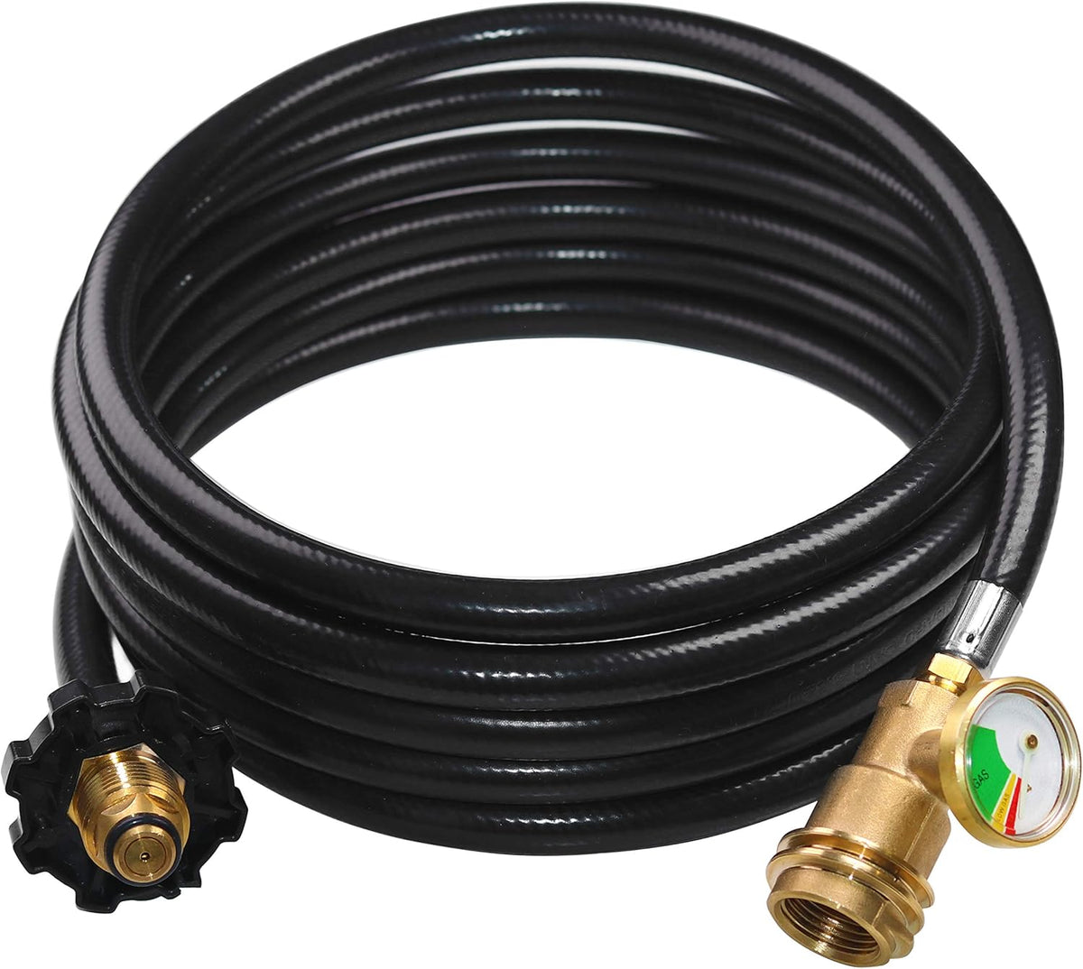 12 FT Propane Extension Hose with Gauge Leak Detector, Acme to Male POL Fittings, Pack of 2 M74219
