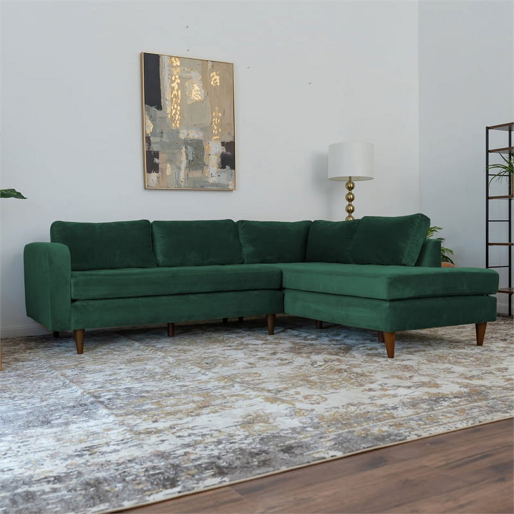 Green Velvet Corner Sectional Sofa Y7655