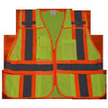 Lime Mesh Public Safety Vest with Orange Binding 5 Pockets E509