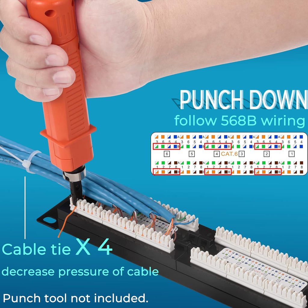 48 Port Cat6 10G UTP 19-Inch 1U Ethernet Patch Panel P5256