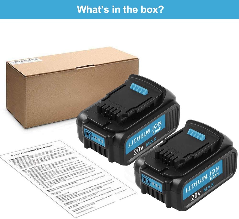 2Pack 6.0Ah Replacement Lithium Ion Battery for Dewalt 20V Max A61952