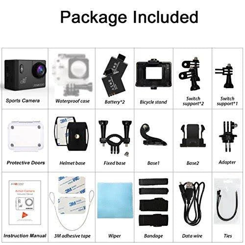 4K Waterproof Action Camera with 2 Batteries T12012