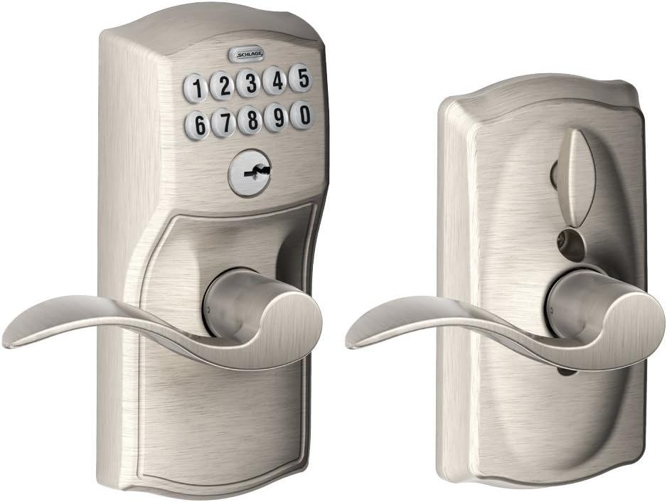 Satin Nickel Keypad Entry with Flex-Lock and Accent Levers X17248