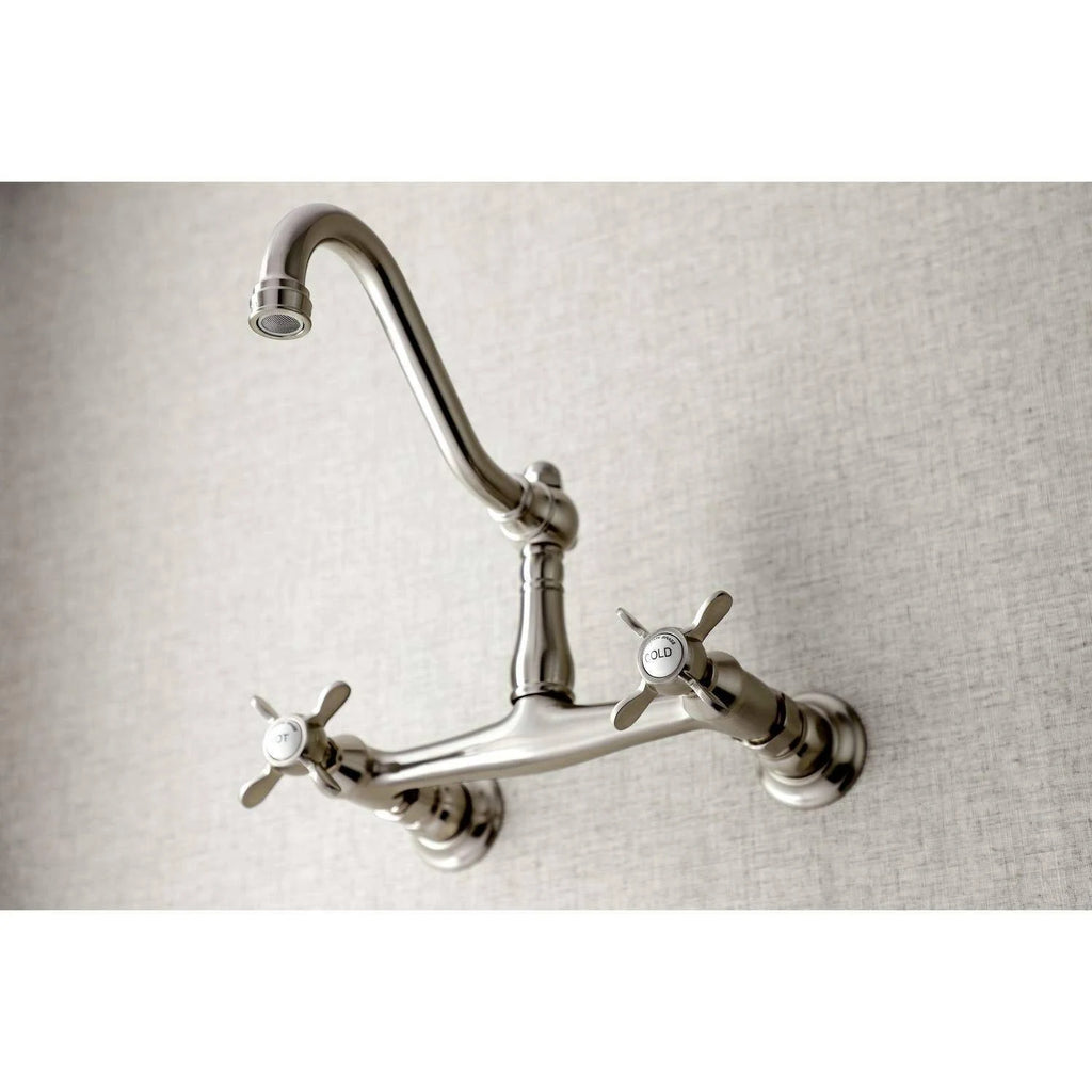 8x22 Center Wall Mount Bathroom Faucet, Brushed Nickel D592