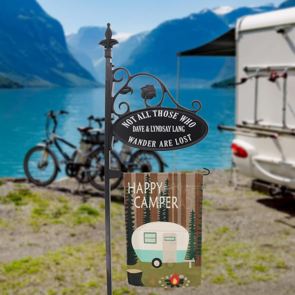 Double Sided Reflective Camping RV Park Sign with Flag U545