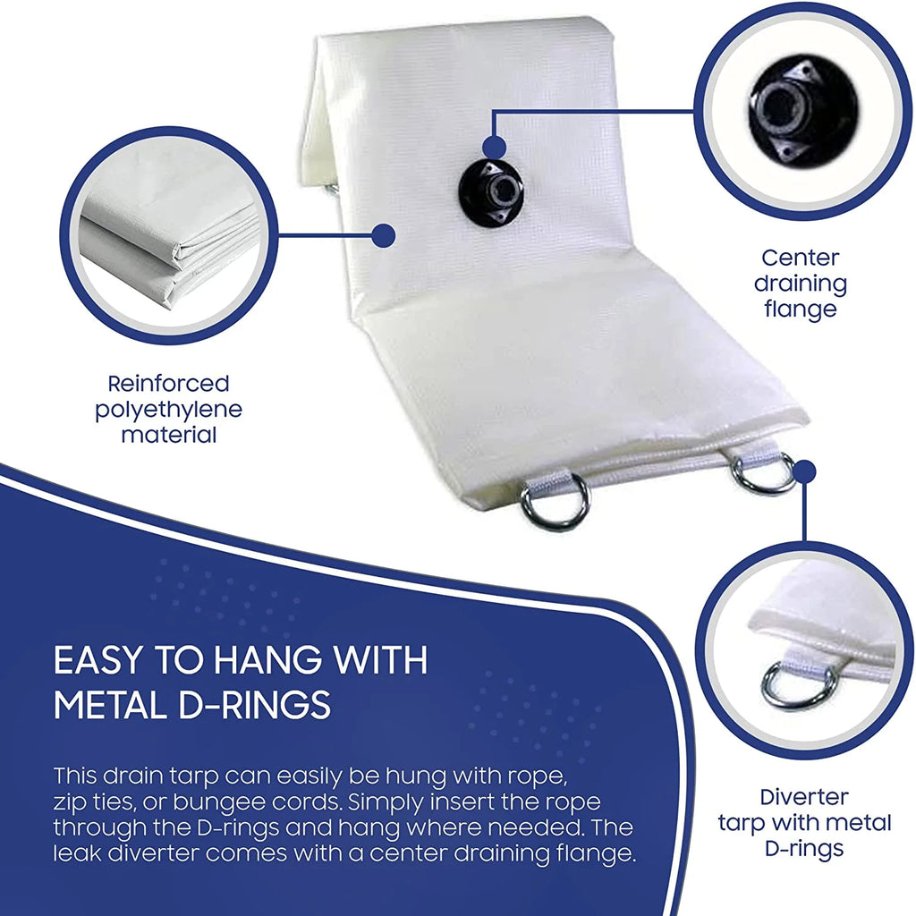 Roof Leak Diverter Kit, Waterproof Tarp, White (7'x7') G507147
