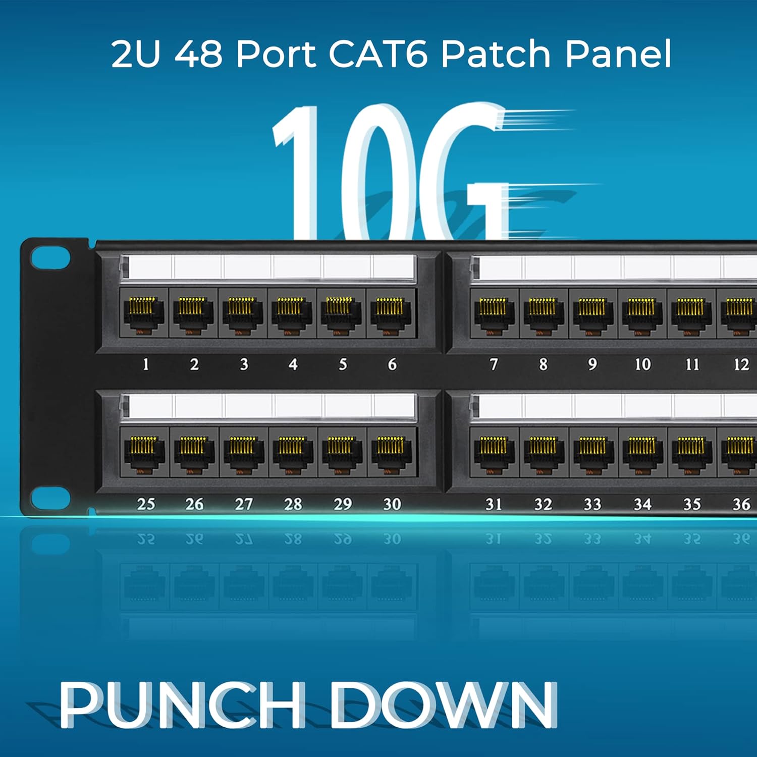 48 Port Cat6 10G UTP 19-Inch 1U Ethernet Patch Panel P5256