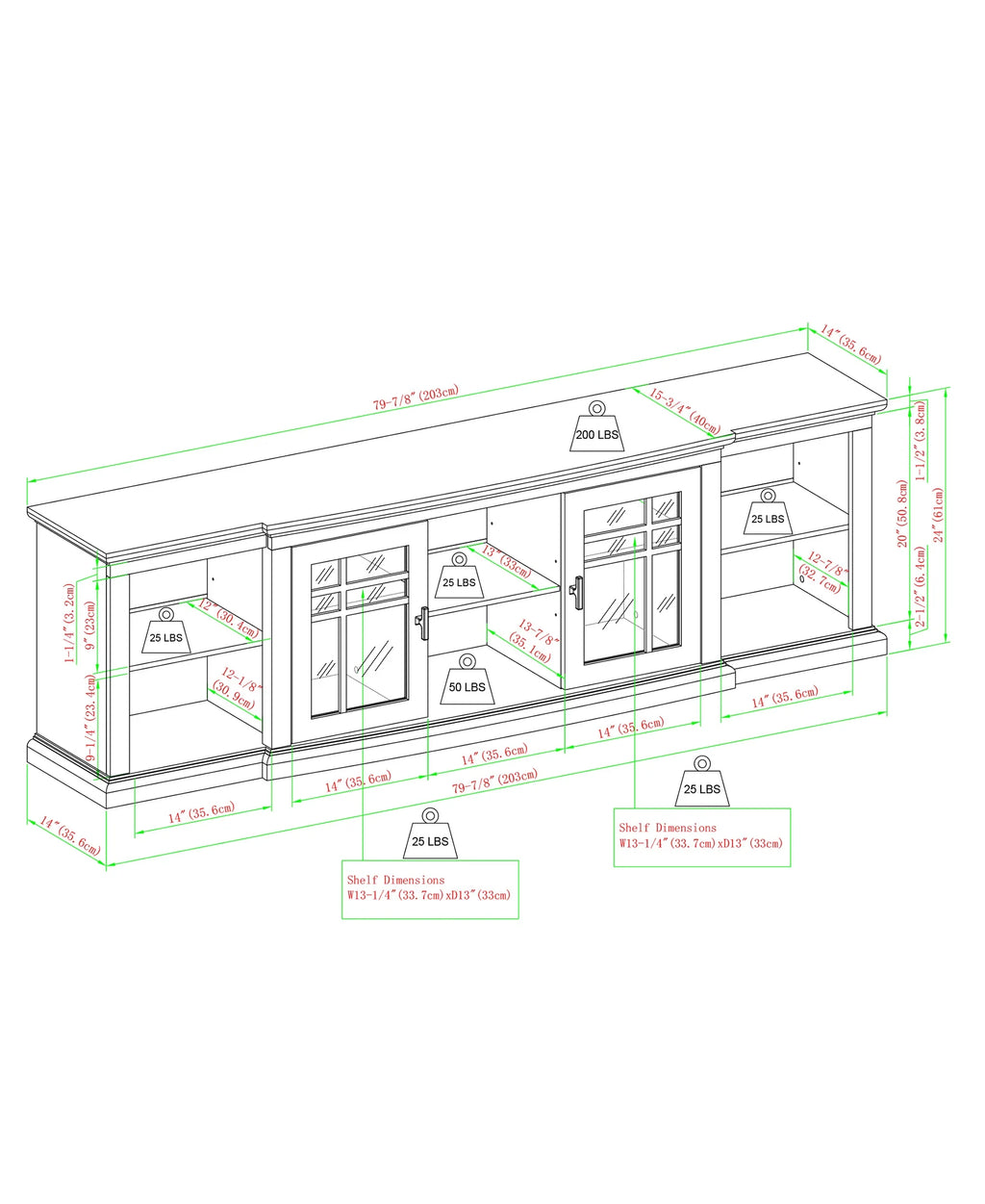 White Glass-Door TV Stand X493791