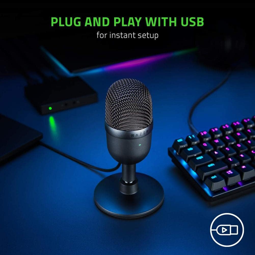 Black USB Streaming Microphone with Supercardioid Pick-Up Pattern S636