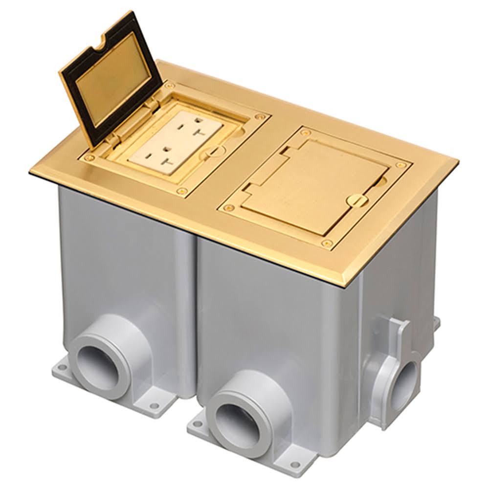Brass Two Gang Floor Box X1821