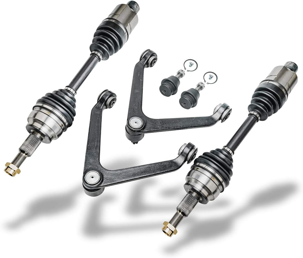 Front CV Axle Shafts + Upper Control Arm + Lower Ball Joints 6pc Set D6042