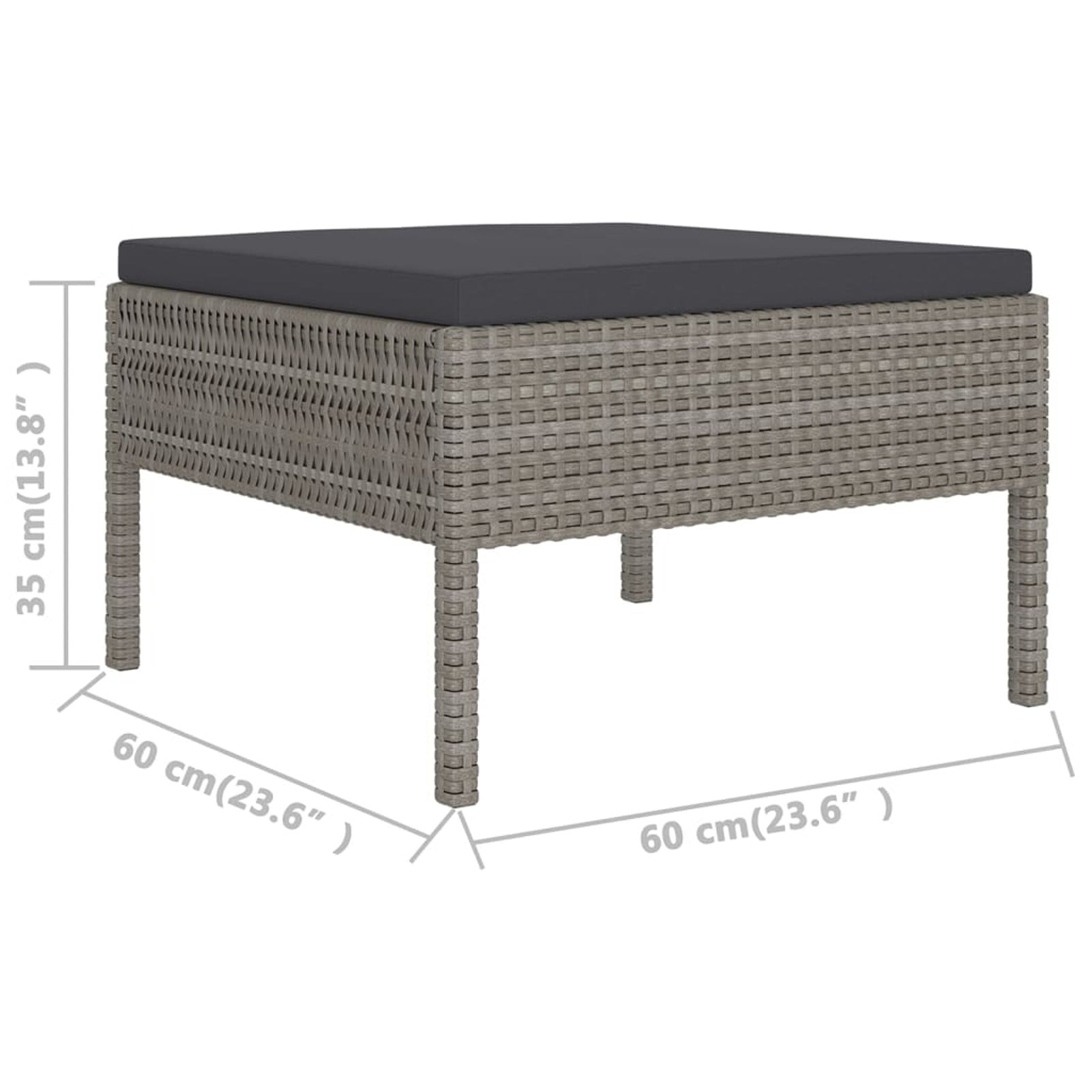 9 Piece Gray Poly Rattan Outdoor Sectional Sofa Set with Coffee Table E904088