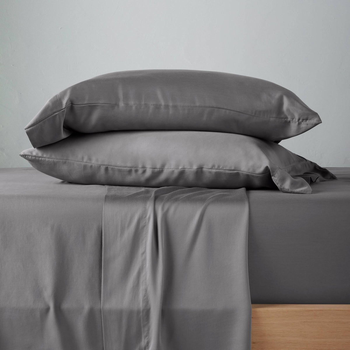Full 400 Thread Count Washed Lyocell Solid Sheet Set Dark Gray T66601