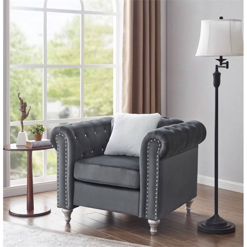 Velvet Chair in Gray L887197
