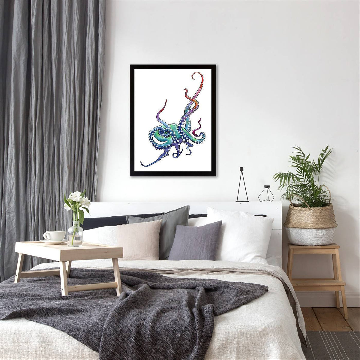 Rainbow Octopus Black Frame 24x22x36x22 L43638
