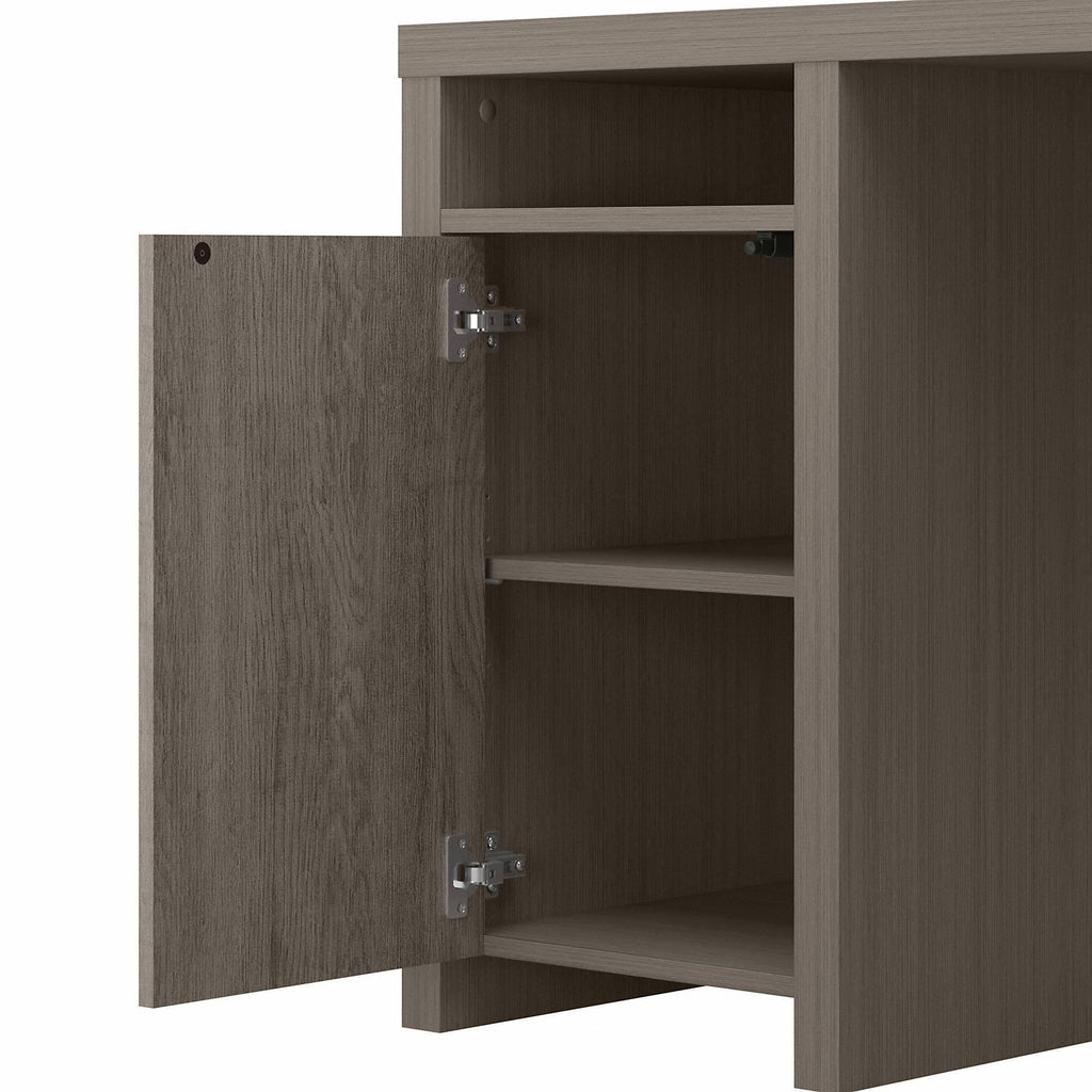 Modern Computer Desk with Storage Cabinets and Shelves Restored Gray C81071