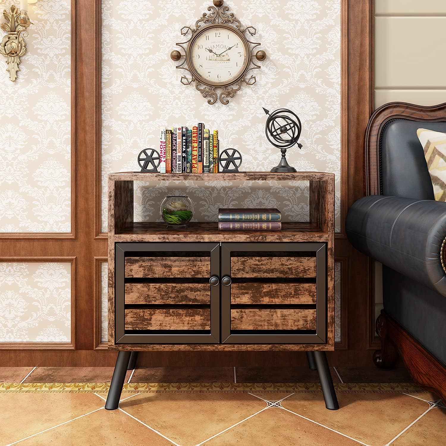 Rustic Brown Storage Sideboard Buffet Table H2421