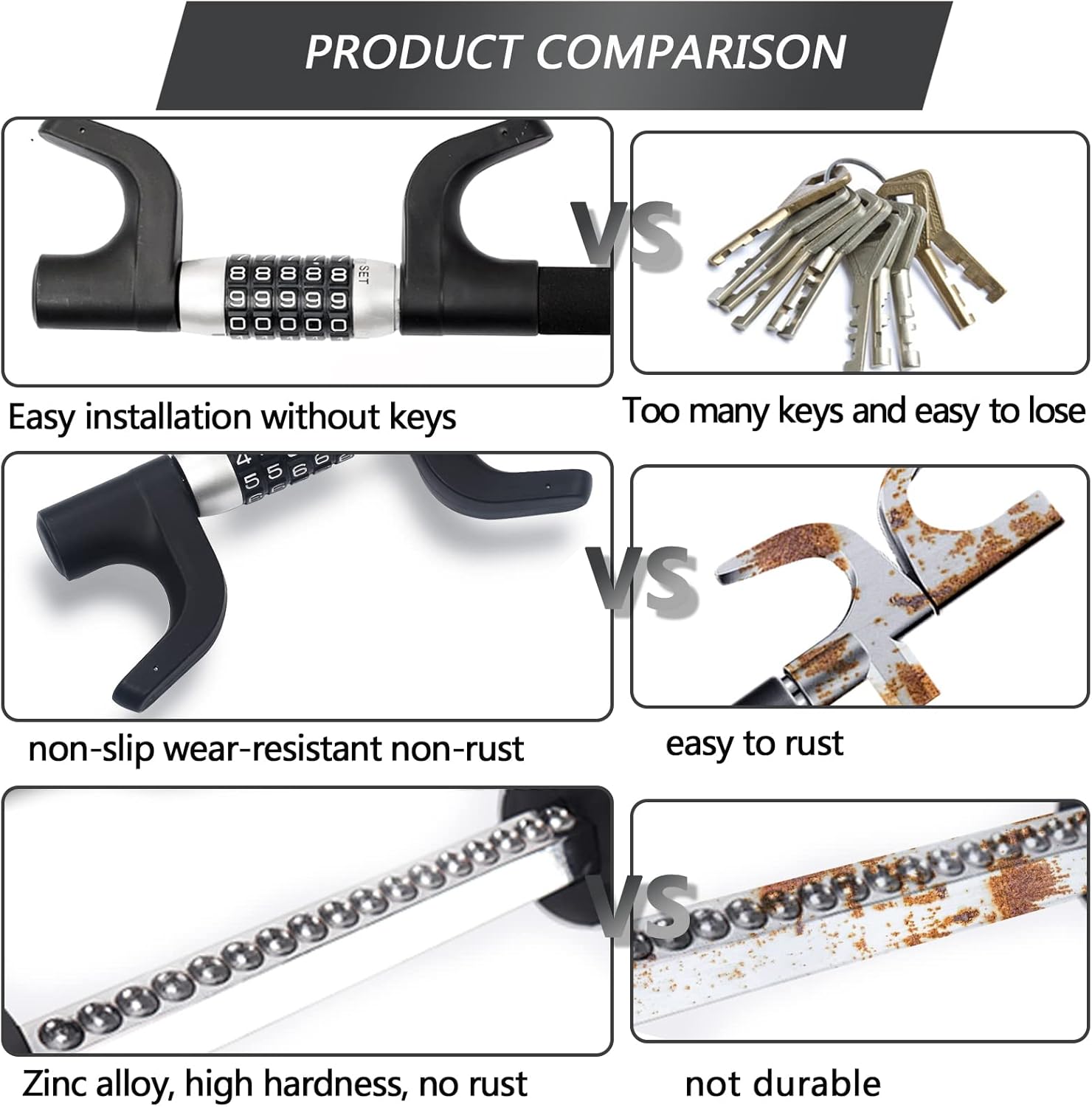 Heavy Duty Retractable Two Hooks Steering Wheel Lock D875