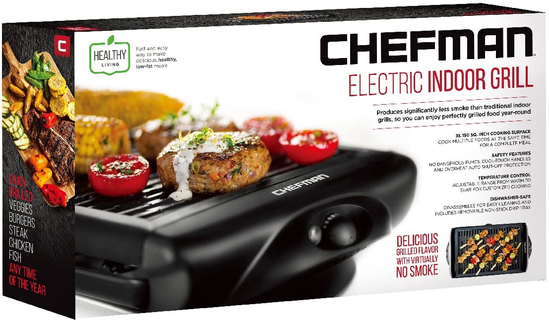 Black Electric Smokeless Indoor Grill with Non-Stick Cooking Surface X937
