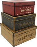 Primitive Vintage Square Cardboard Nesting Boxes, Large 11 X 11 X 5-1/2 Inch, Set of 3, Pack of 2 Z426280