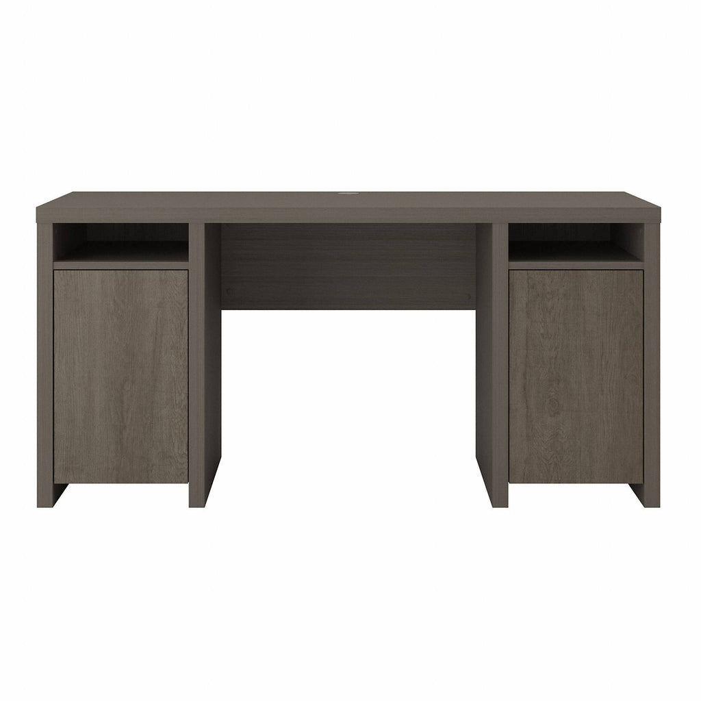 Modern Computer Desk with Storage Cabinets and Shelves Restored Gray C81071