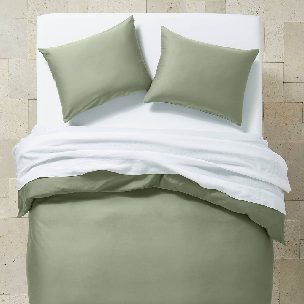 Sage Green Supima Washed Sateen Duvet & Sham Set I395