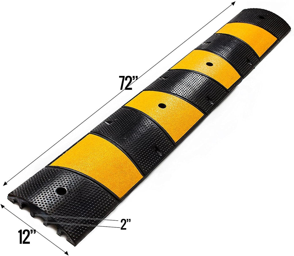 Modular Rubber 6ft Speed Bump Hump with 4 Steel Spikes J6583